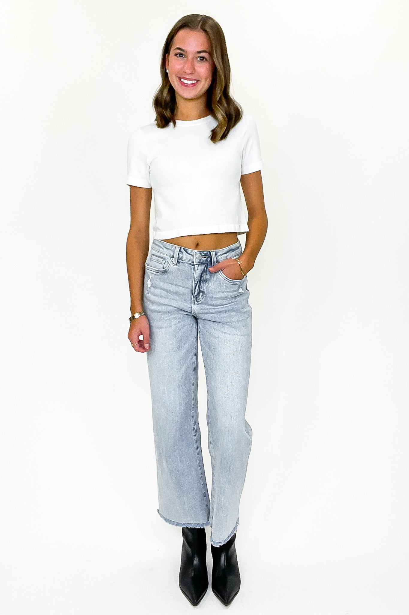 Summit High Rise Ankle Wide Leg Jeans