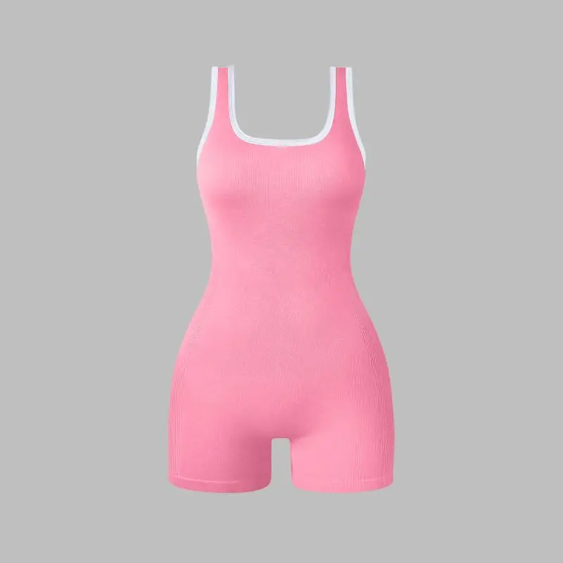 Lady's Sleeveless Solid-color Close-fitting  Rompers