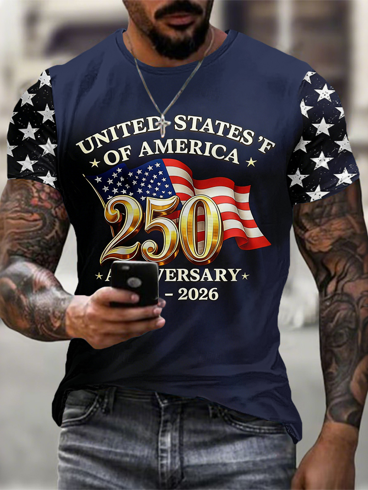 Men'S American Flag Commemorative 250Th Anniversary Classic Pattern Short Sleeve T-Shirt