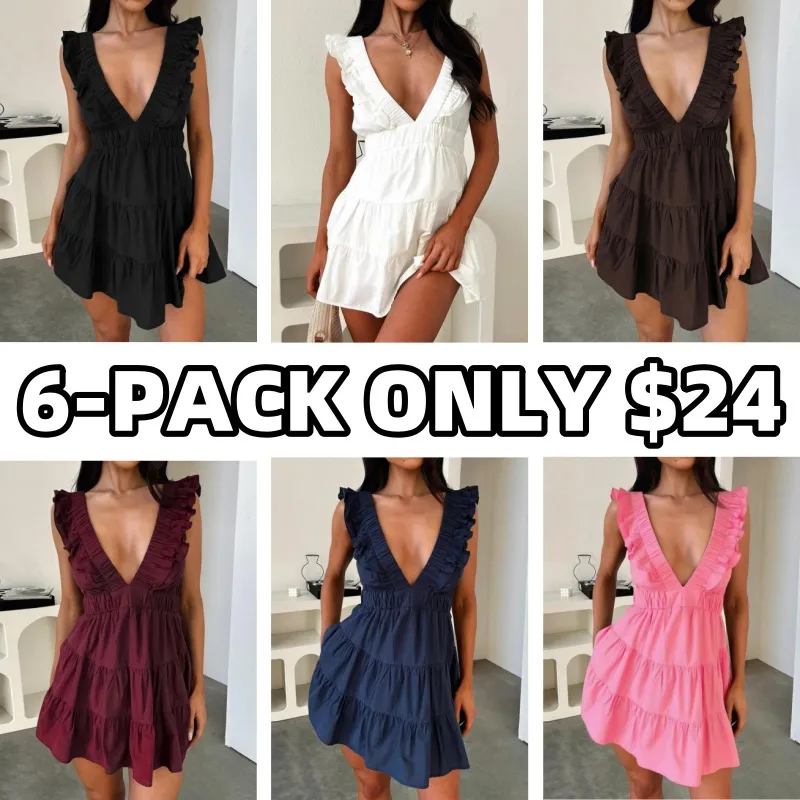 Women's Plain Deep V Neck Sleeveless Dress (Just $4 Each!)