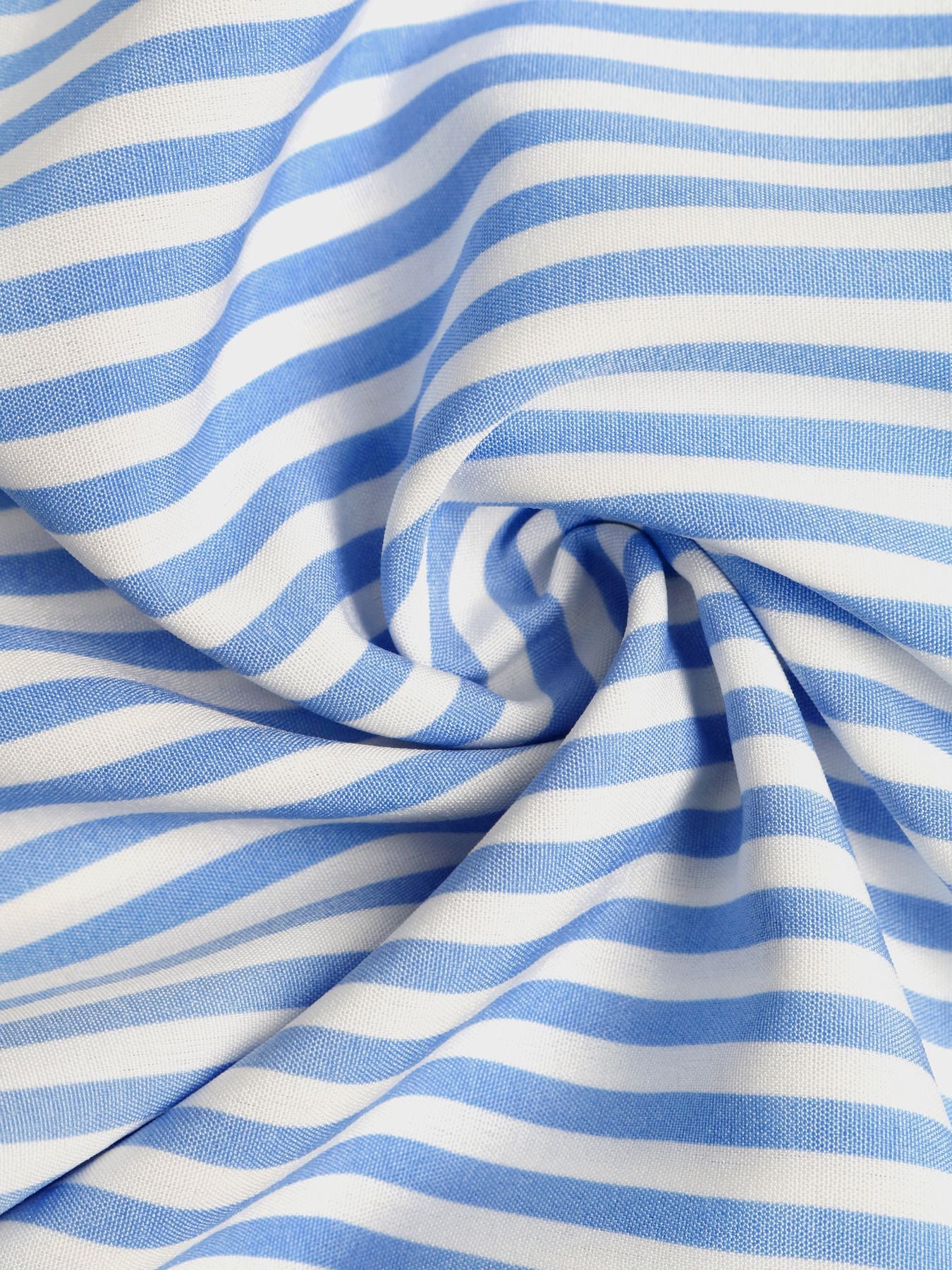 Striped Smocked Lace Trim Midi Dress