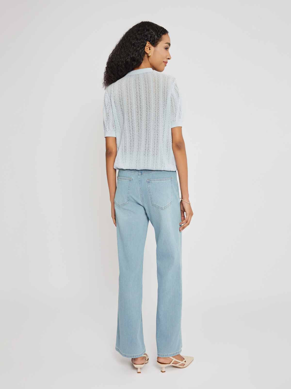 ASOBIO Ribbed Knit Polo Top