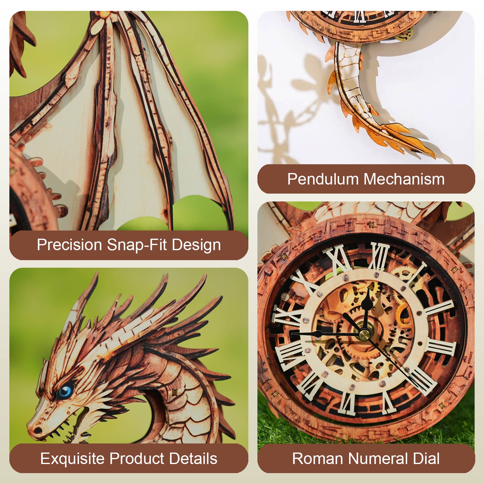 Ancient Dragon â€“ DIY Wooden Clock, 3D Puzzle Craft Kit