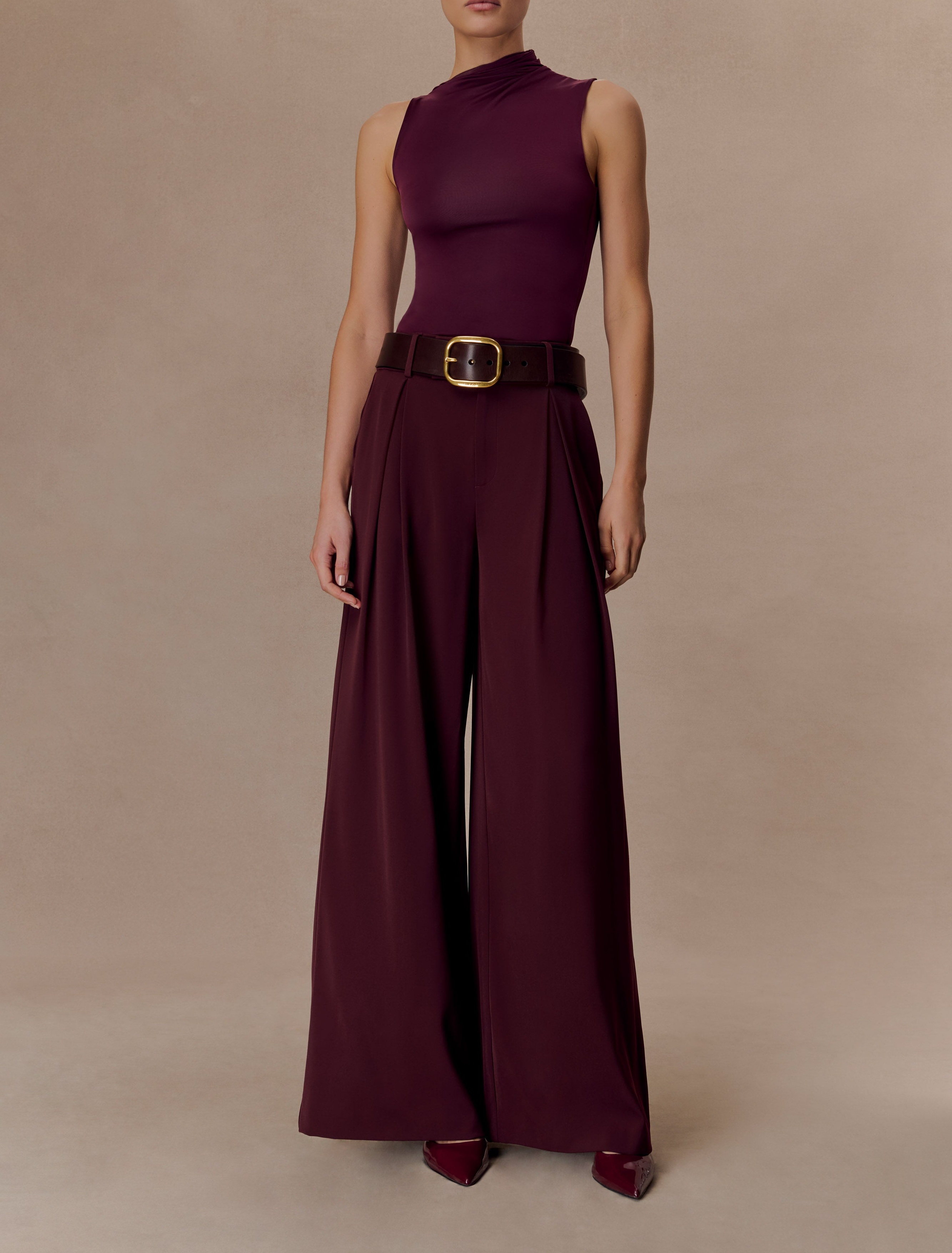 Burgundy Sleeveless Slinky Top