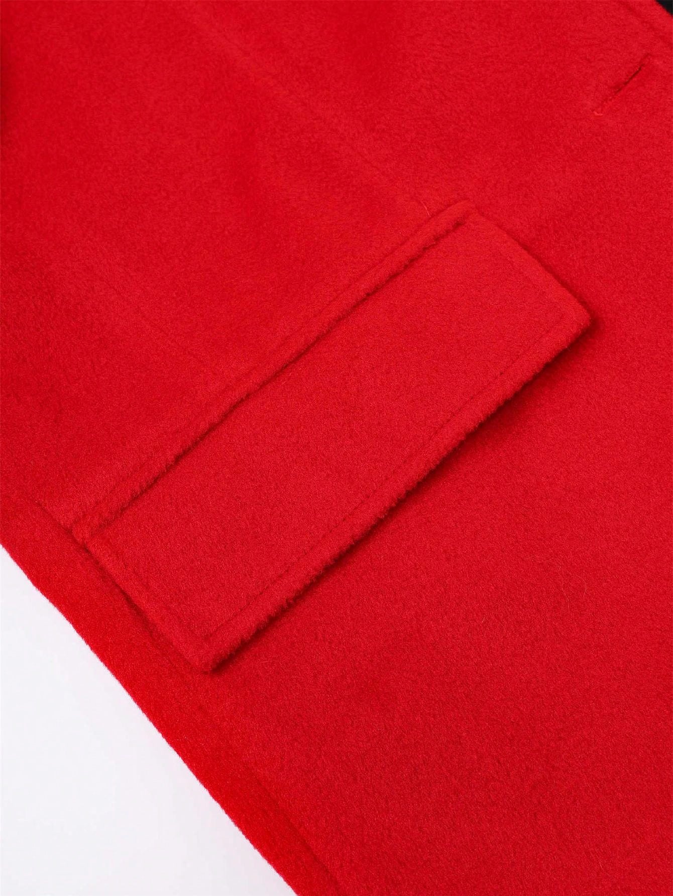 Women's Winter Wool Coat Single-Breasted Pea Coat Casual Long Lapel Work Office Overcoat