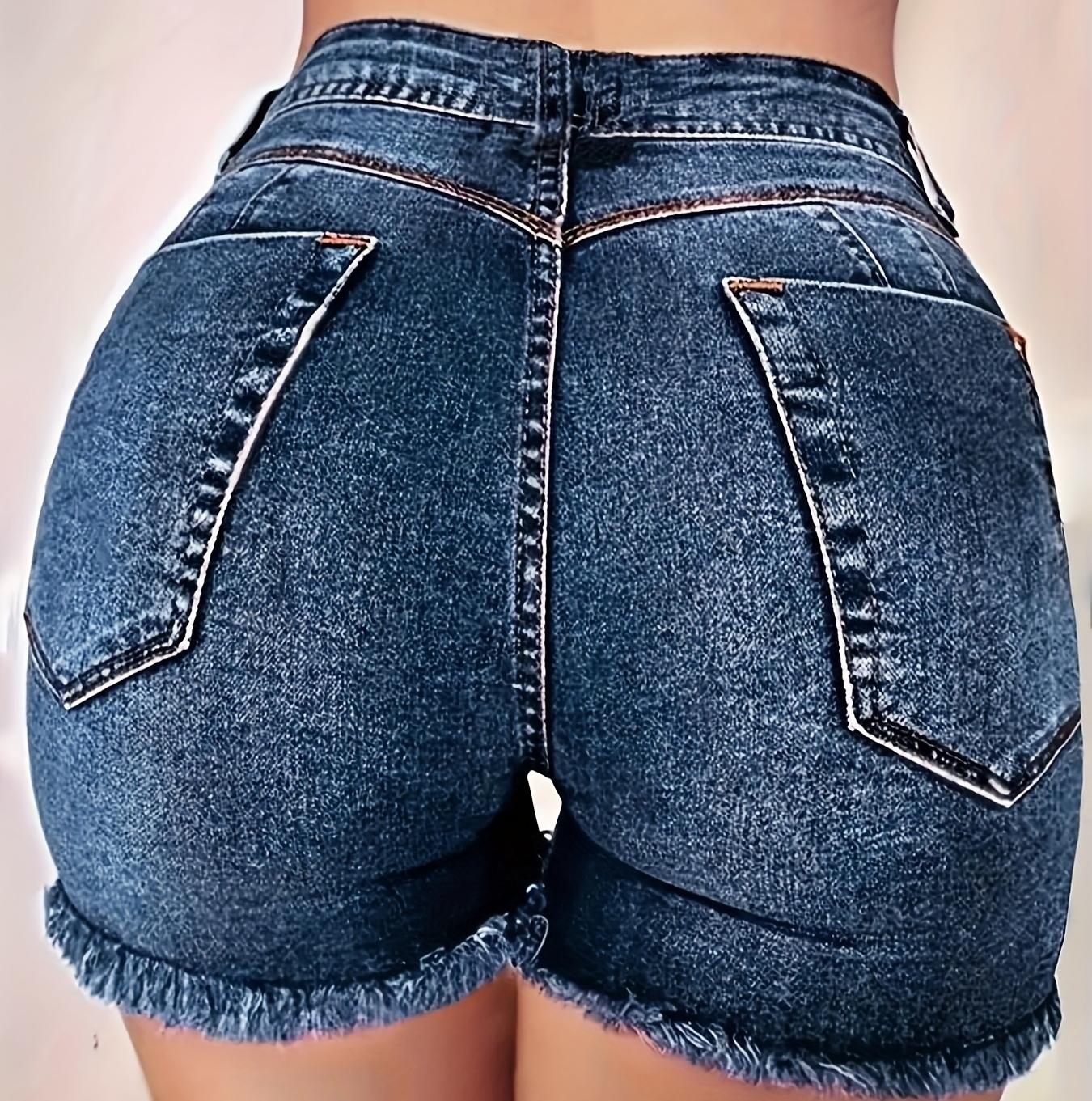 Women's New Button Tassel Raw Edge Casual Denim Shorts