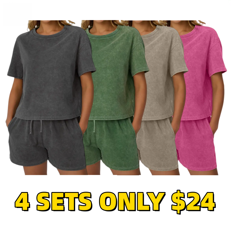 AUTOMET Y2K Fade Craft Casual Acid Wash 2-Piece Outfit | Women's Tank Top & Shorts Set | Spring Comfort Fit | No Bleach/Detergent Needed SpringStatements