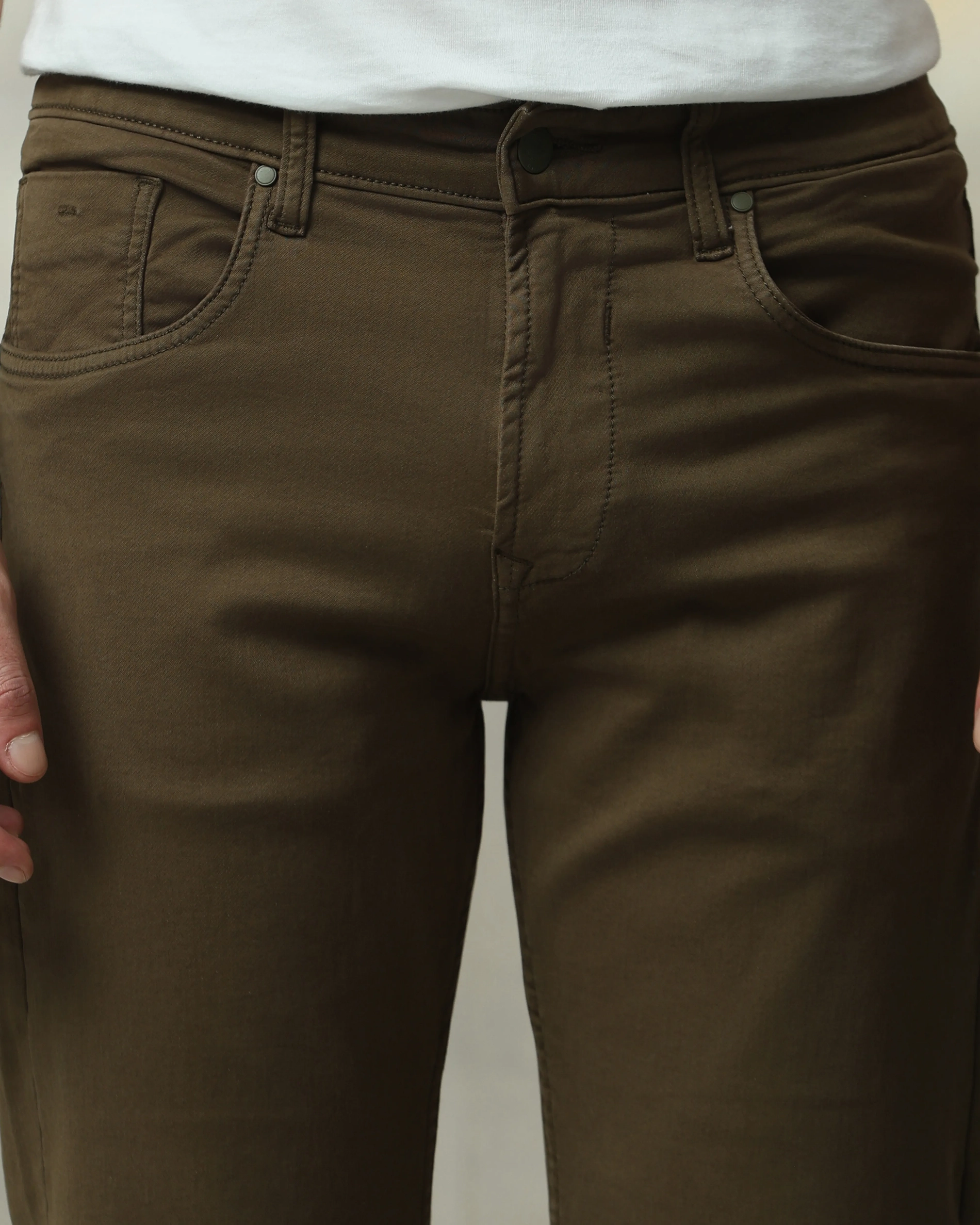 Classic Versatile And Comfortable Straight Olive Jeans