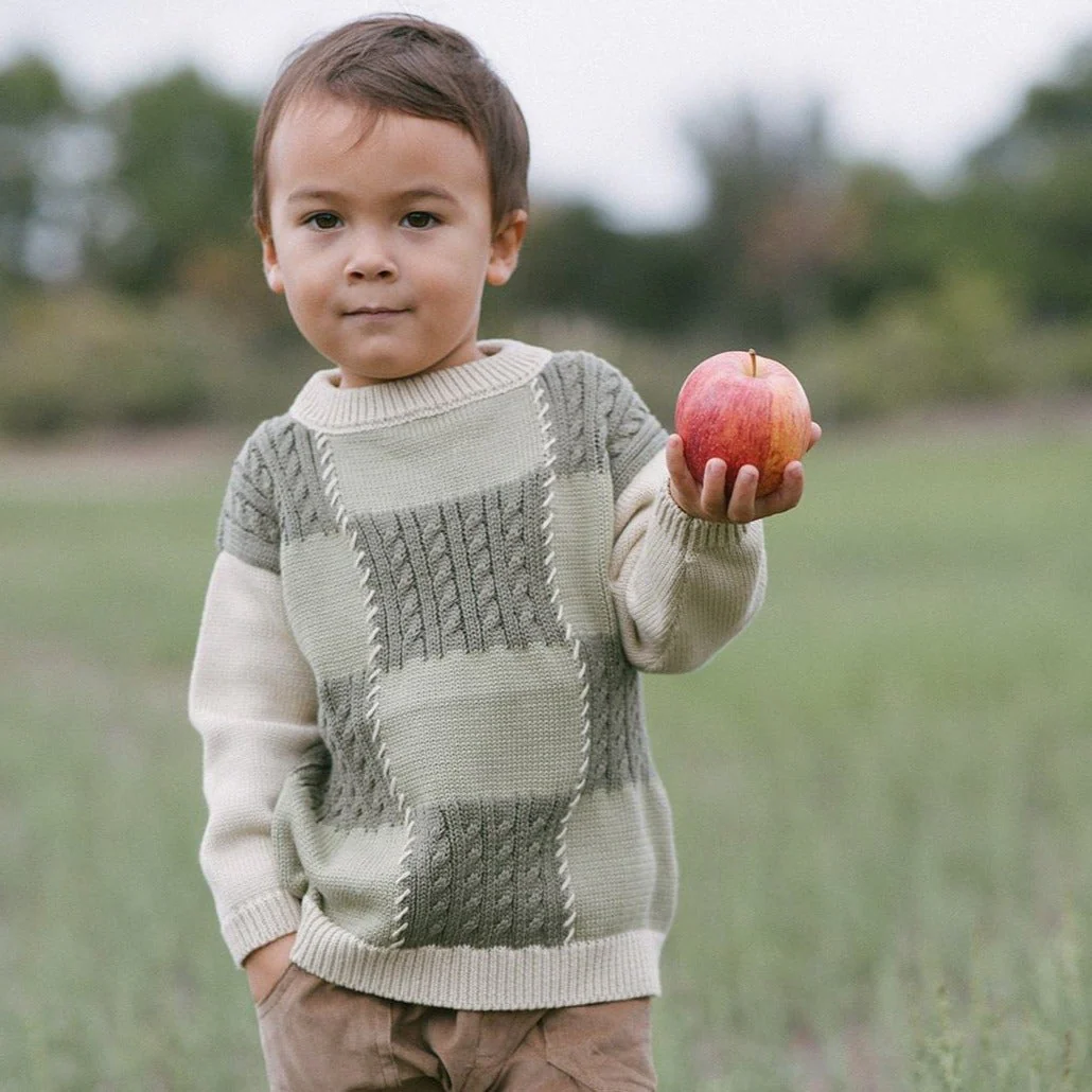 Patchwork Sweater Sage/Natural