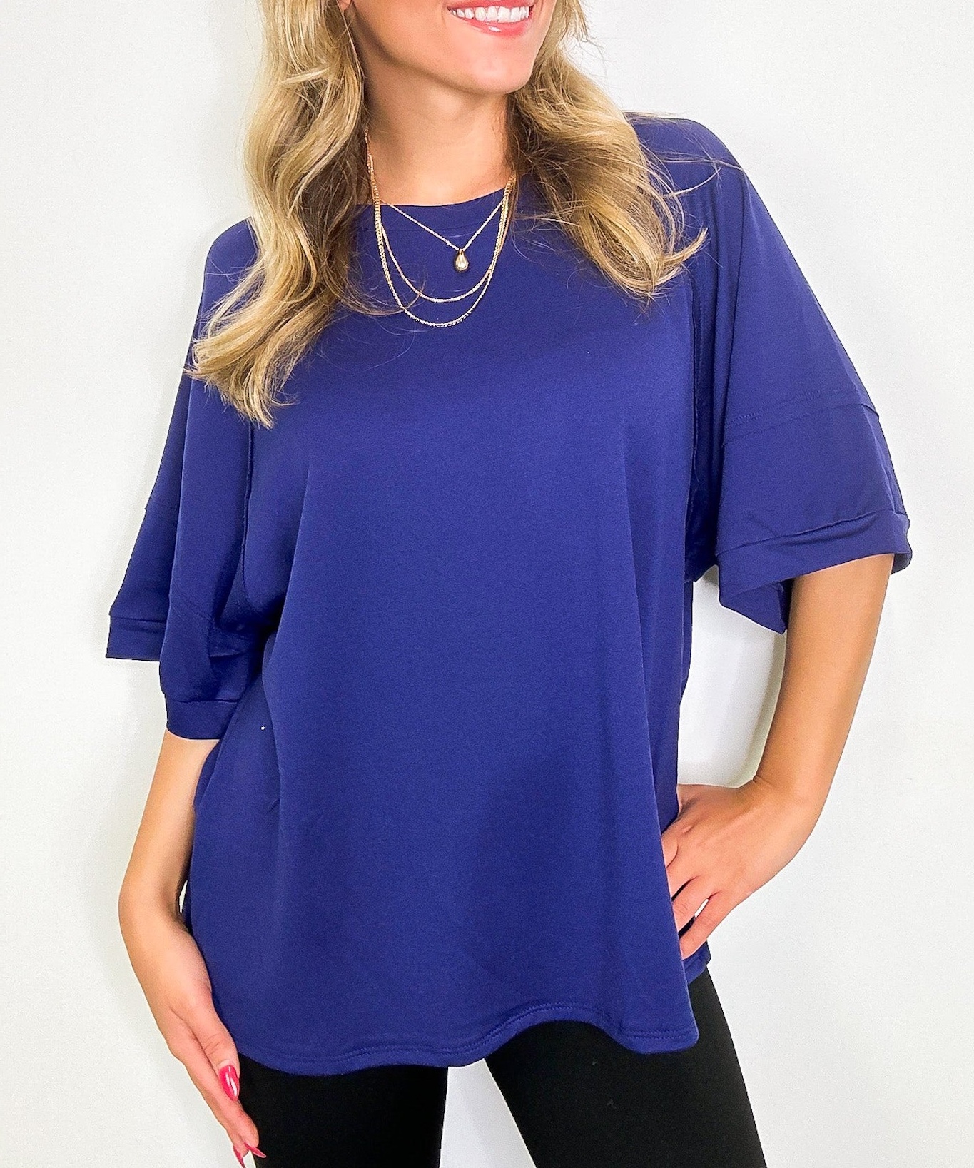 Chill Out Terry Knit Raw Edge Relaxed Top