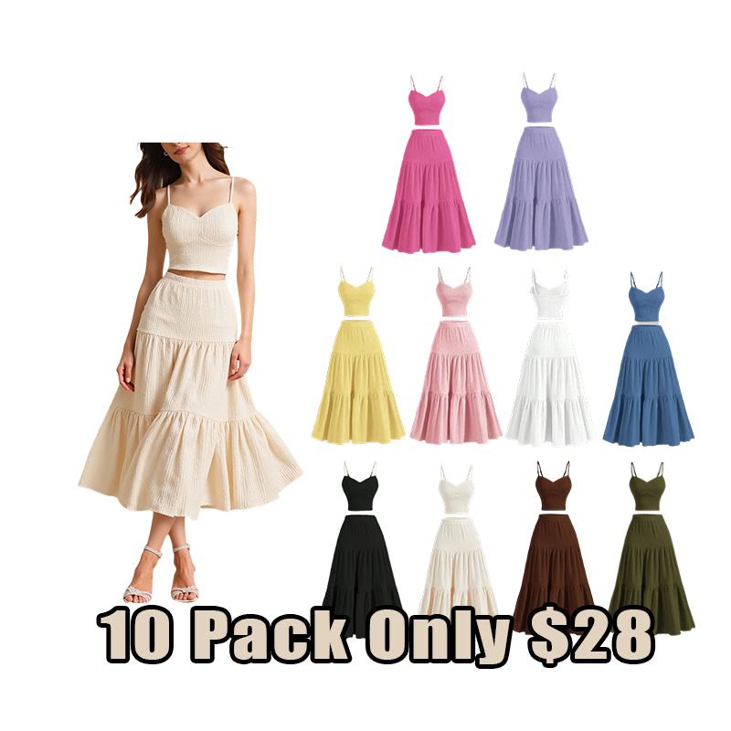 Effortless Summer Crop Cami & A-Line Skirt Set