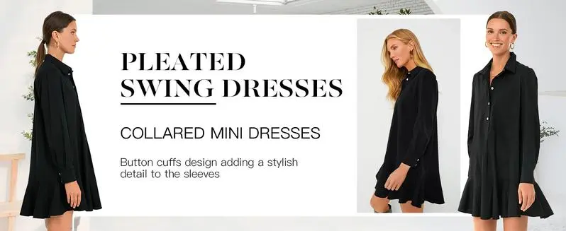 Womens Casual Button Down Shirt Dress