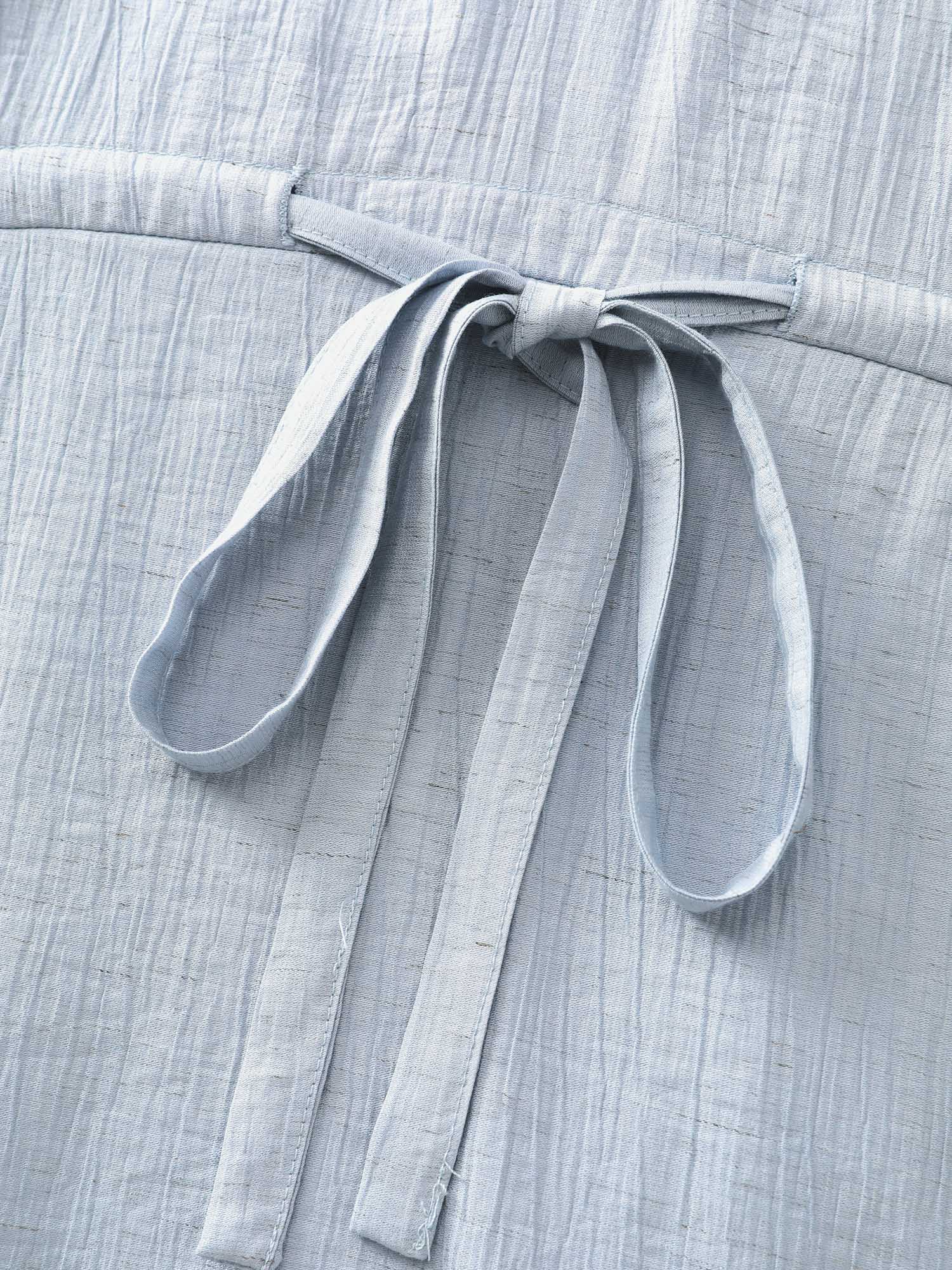 Lace Trim Adjustable Drawstring Waist Mini Dress