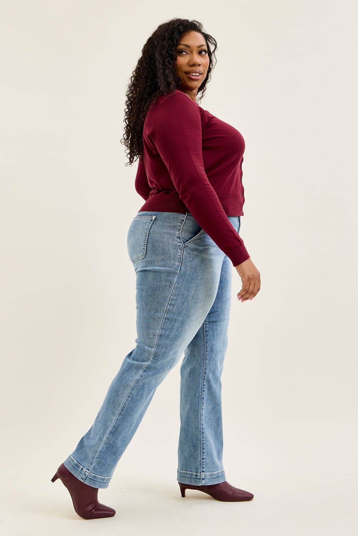 Penny Light Grey Blue Trouser Wide Leg - PLUS