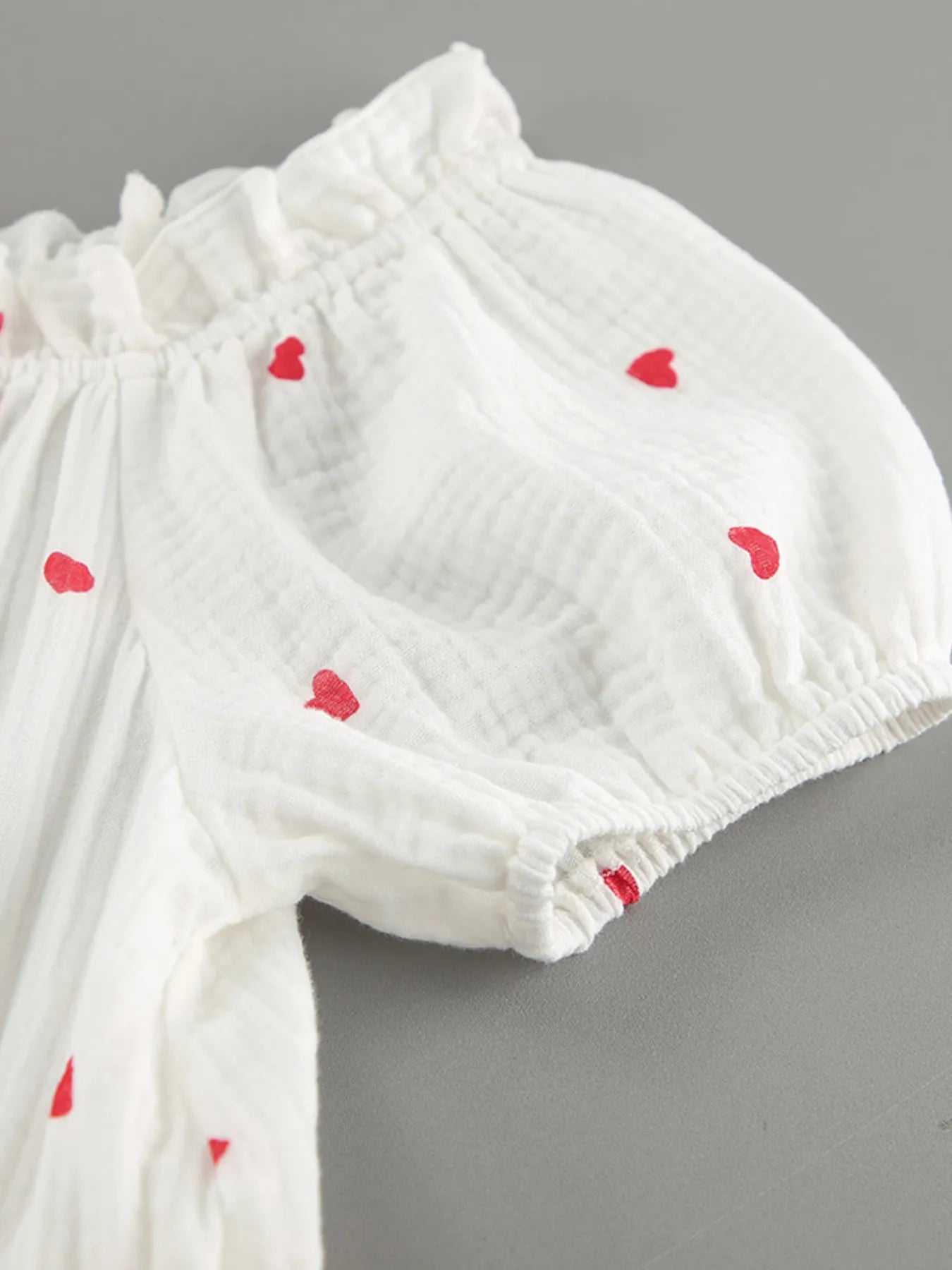 Heart Printed Off-Shoulder Ruffle Mini Dress