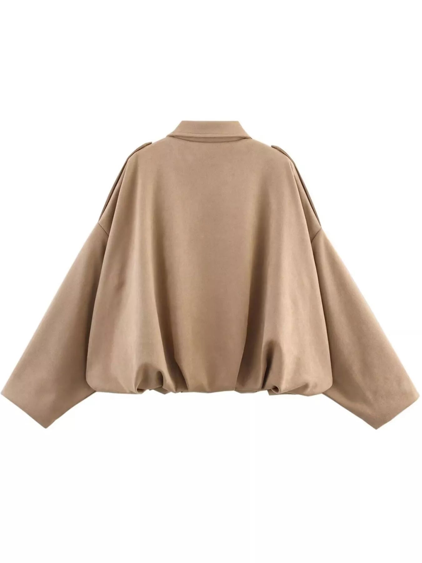 Collared Neck Dropped Shoulder Jacket