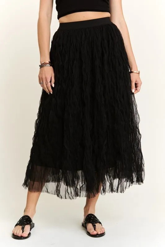 Elastic Waist Cloud Fluffy Maxi Skirt