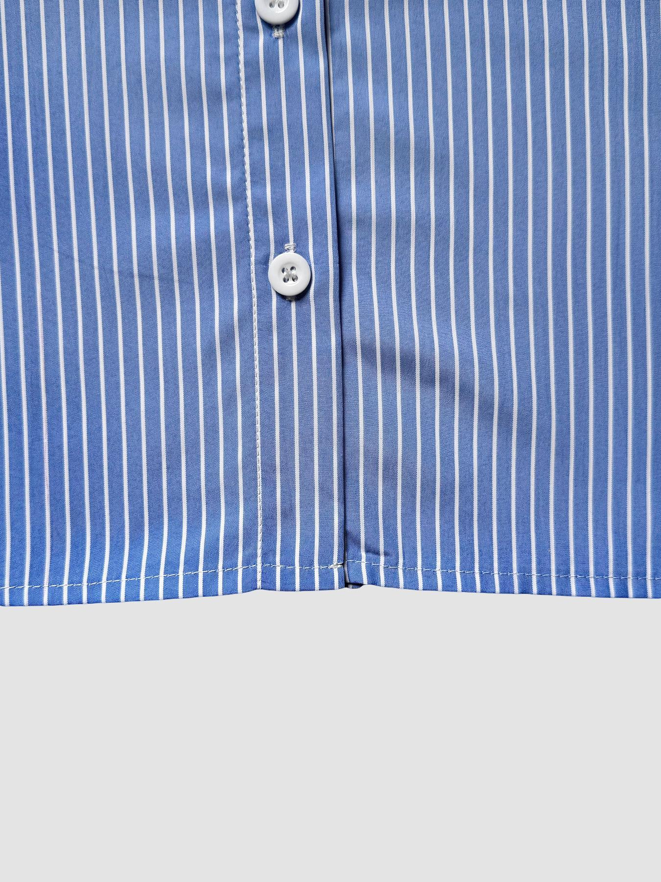 Women's Striped Print Button Front Shirt & Shorts Two-Piece Set