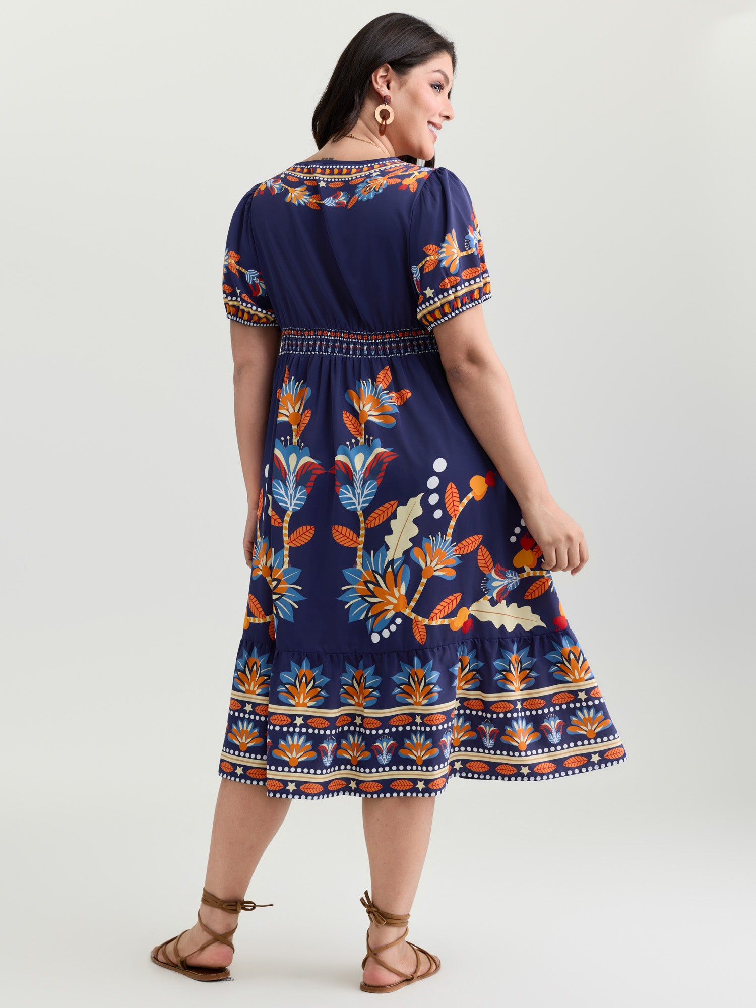 Supersoft Bright Floral Print Midi Dress