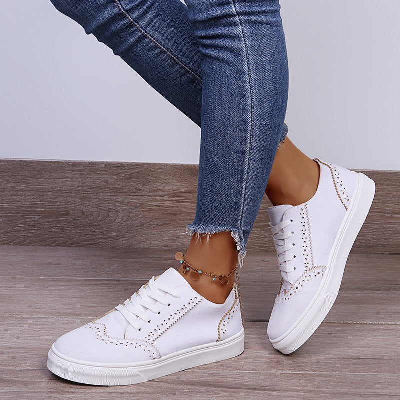 Lace-Up Suedette Flat Sneakers (multiple color options)
