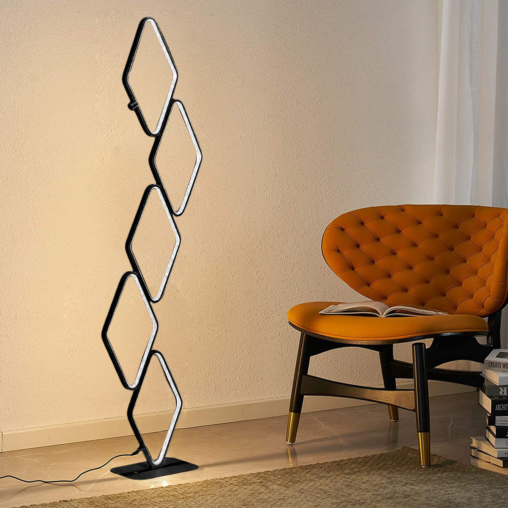 5 Rhombic Rings Touch Three Step Dimming LED Modern Floor Lamps Tall Lamp