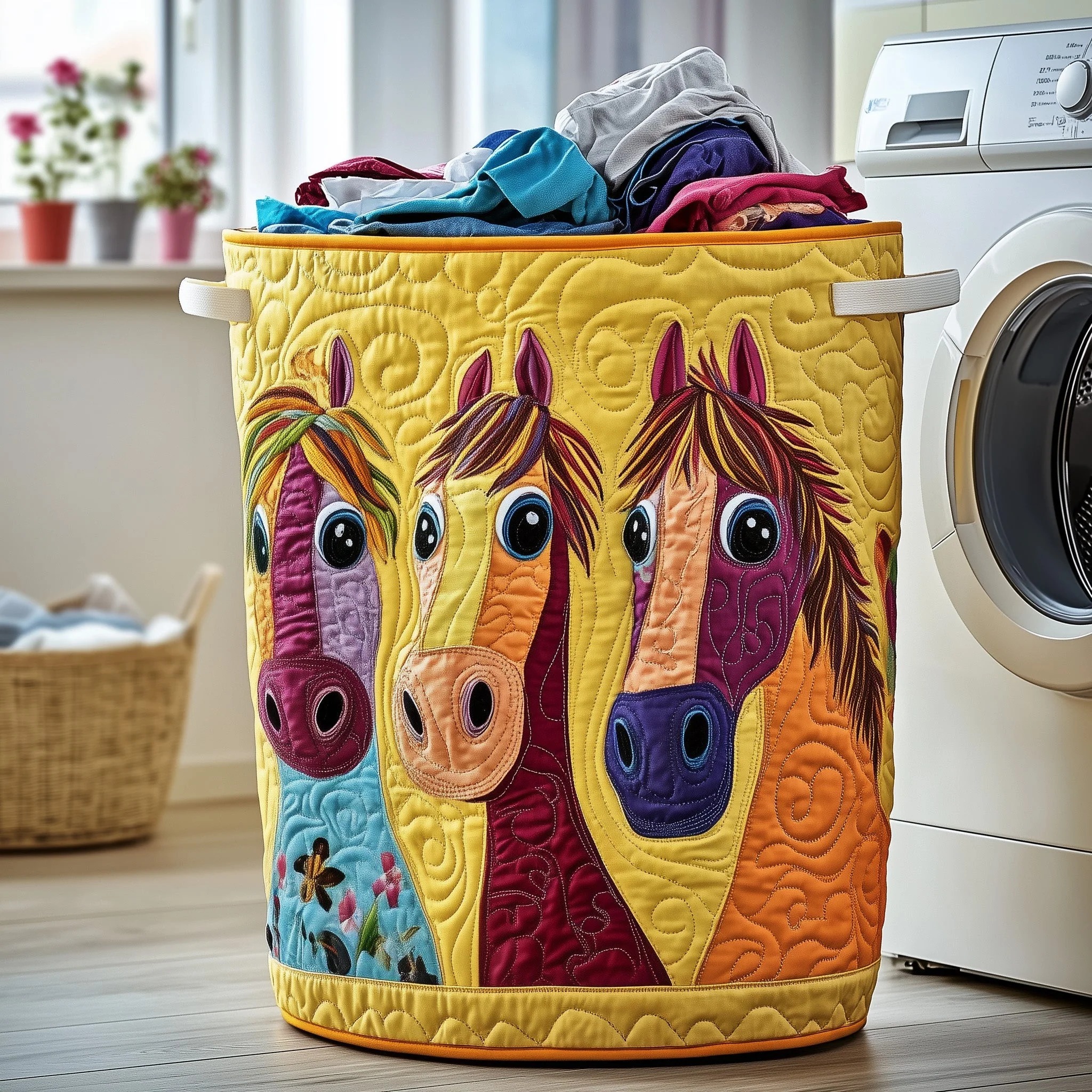 Funky Horse Quilted Laundry Basket – 2026 New 3D Textured Craft Design