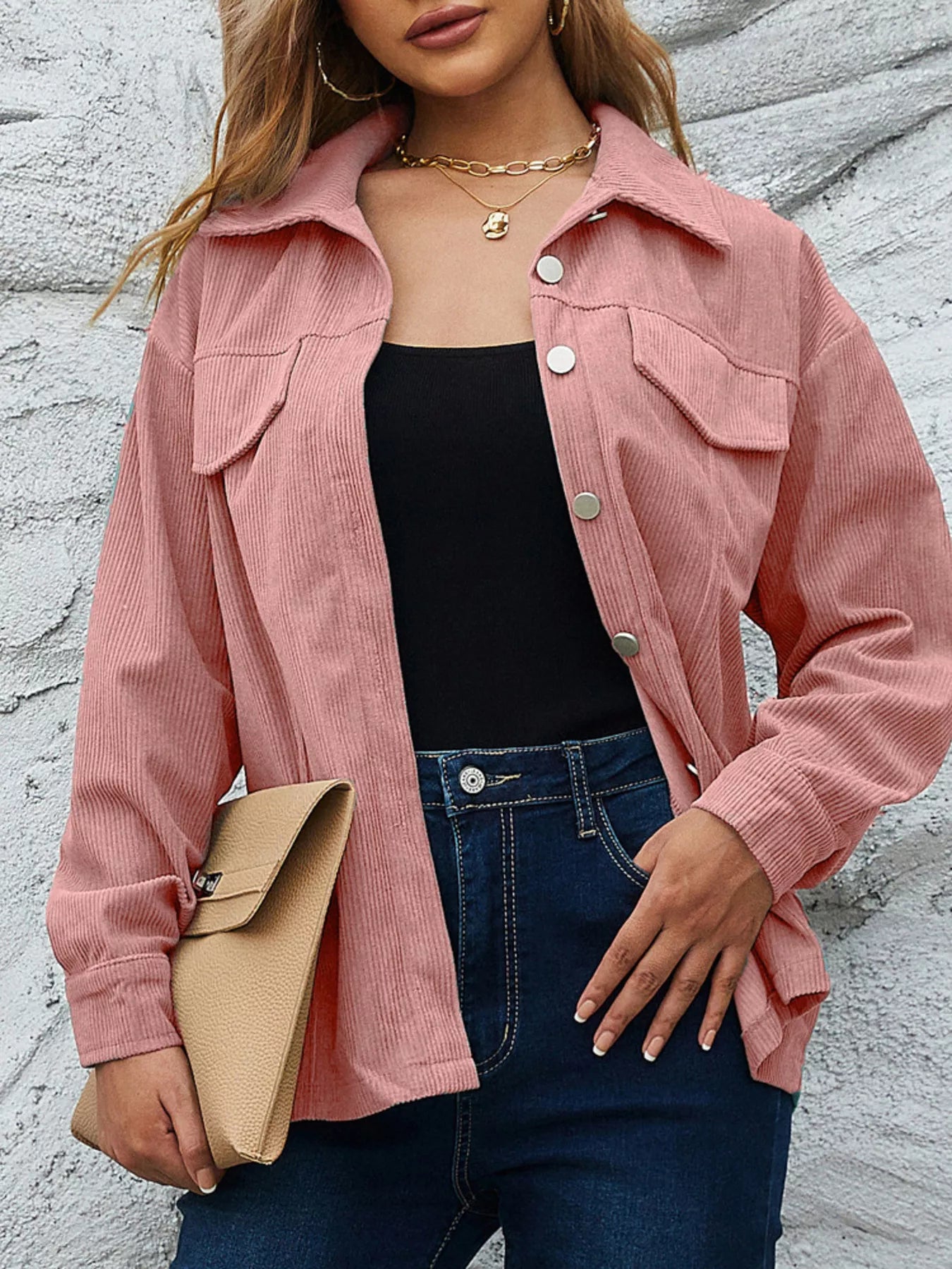 Casual Corduroy Button-Down Jacket