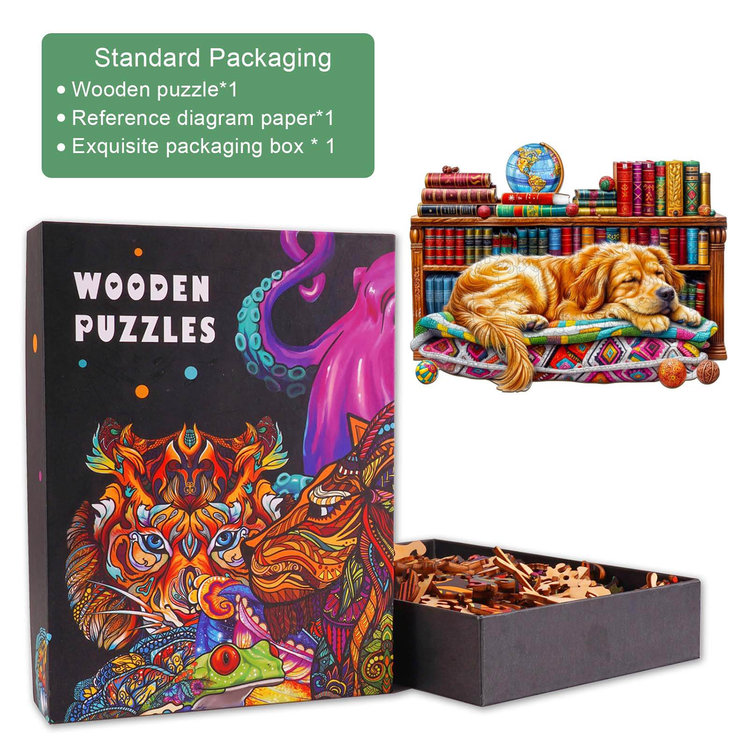 Sleeping Golden Retriever Wooden Jigsaw Puzzle