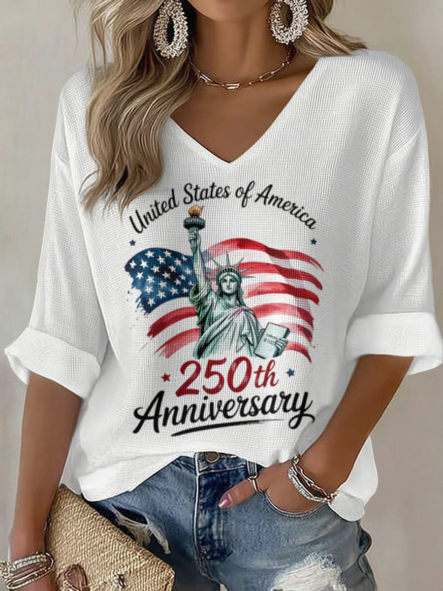 Commemorating The 250Th Anniversary Of American Freedom: Statue Of Liberty Printed Top