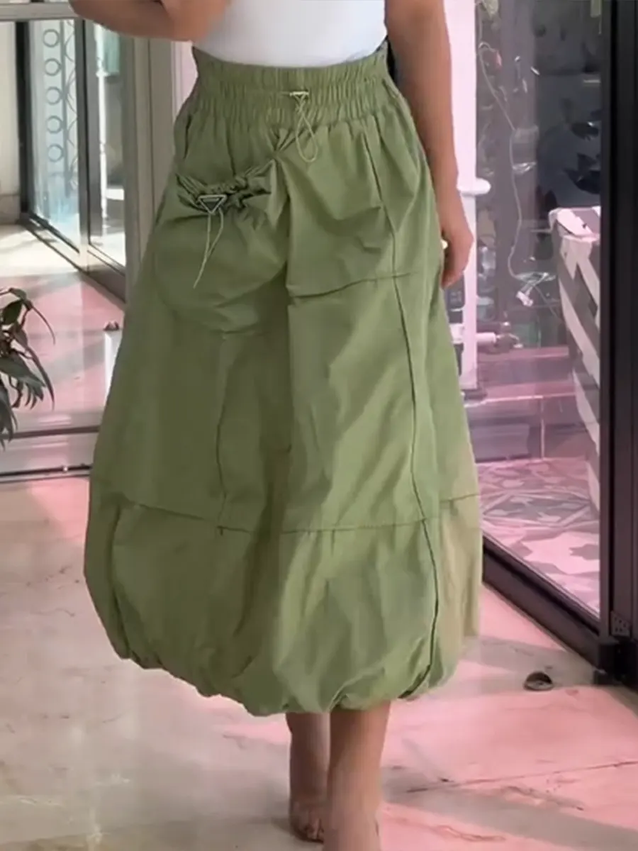 Women's Casual And Fashionable Elastic Waist Skirt