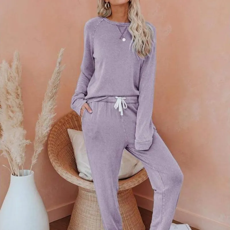 Women's Solid Sweatsuit Set 2 Piece