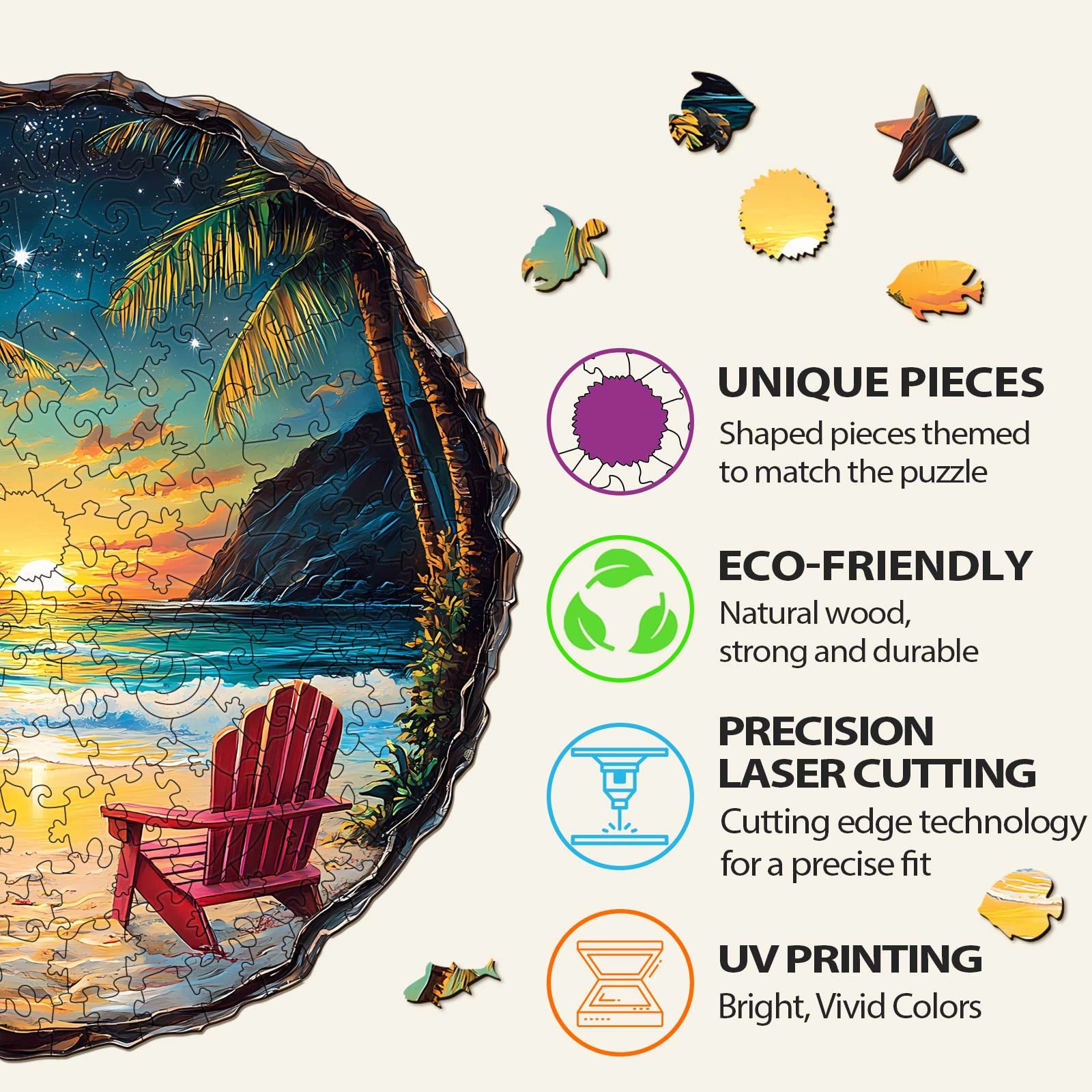 3D Sunset Beach Wooden Jigsaw Puzzle