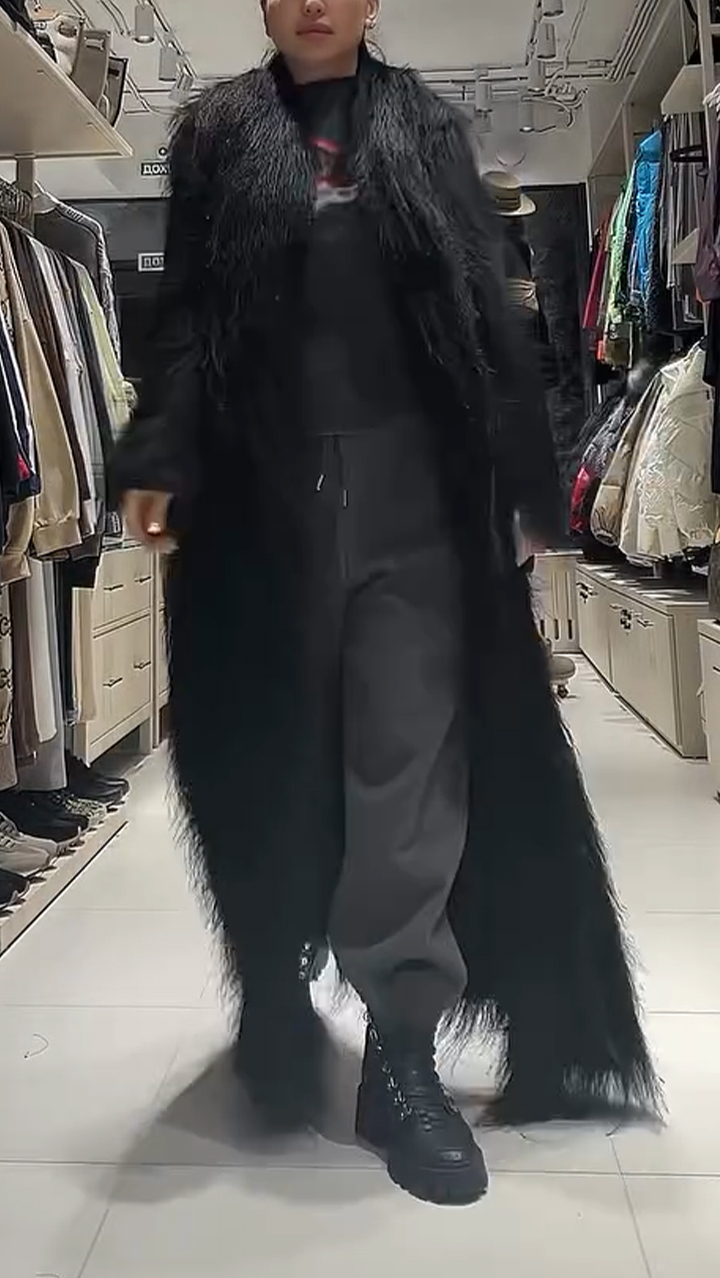 Women Laple Collar Solid Color Fur Flu Casual Coat