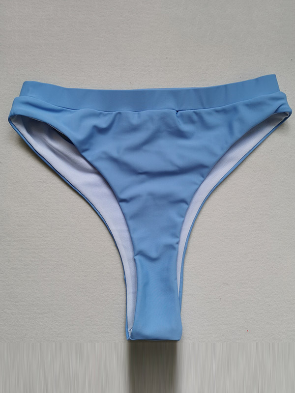 Fashion One-Sholuder Hollow Bralette High-Waisted Plain Bikini Swimwear