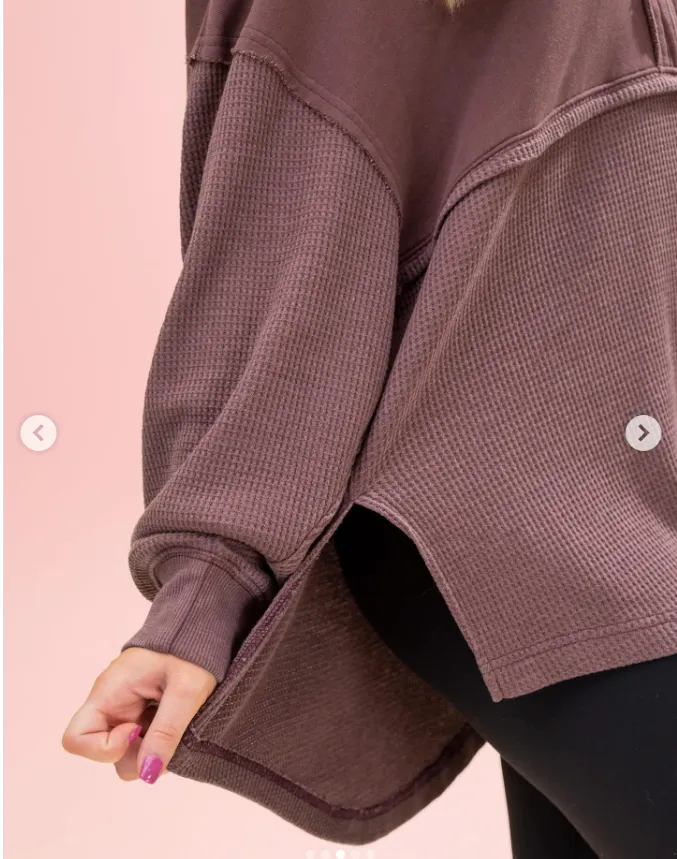 Womens Casual Waffle Knit Half-Zip Sweatshirt