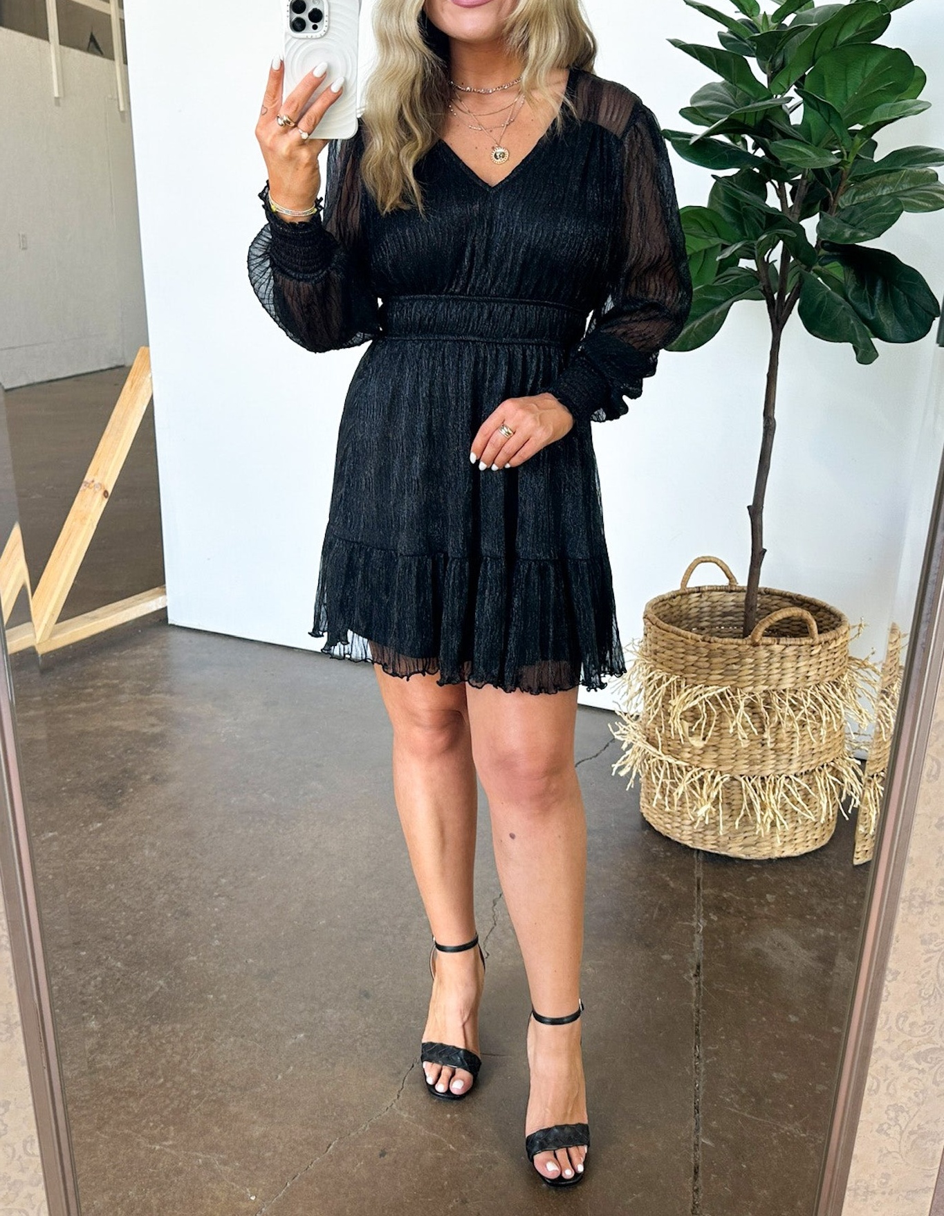 Dramatic Persona Glitter Shirred Dress