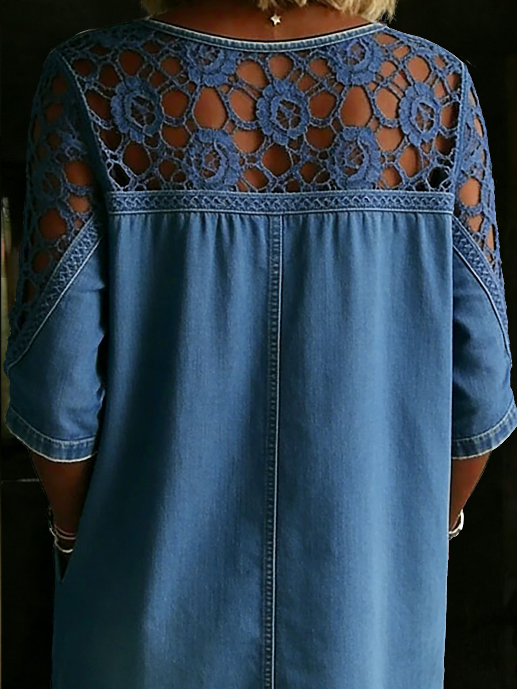 Women's Solid Color Casual Loose Denim Blouse Shirt