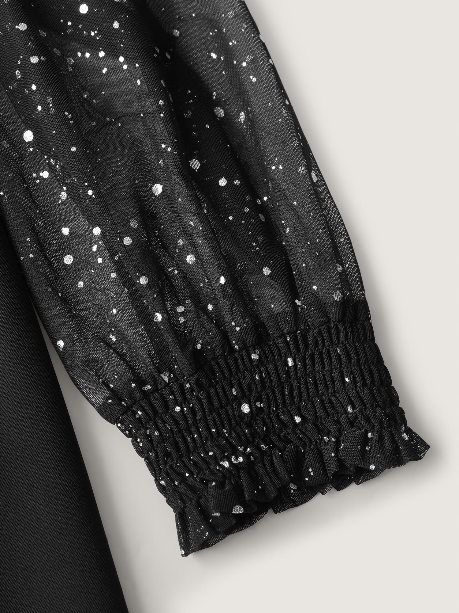 Sparkly V Neck Sheer Belted Wide Leg Jumpsuit