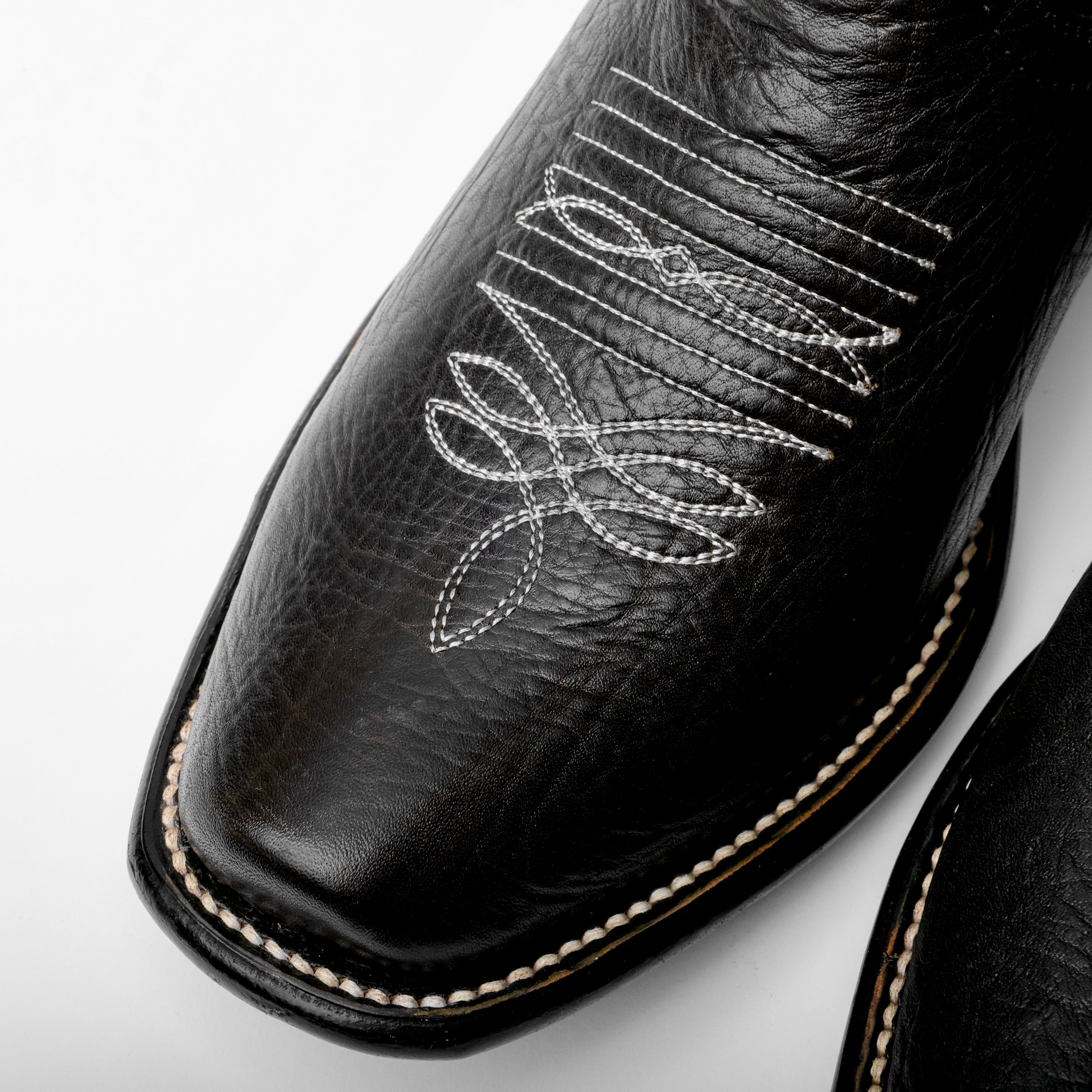 Genuine Black Bull Shoulder Boots - Cutter Toe