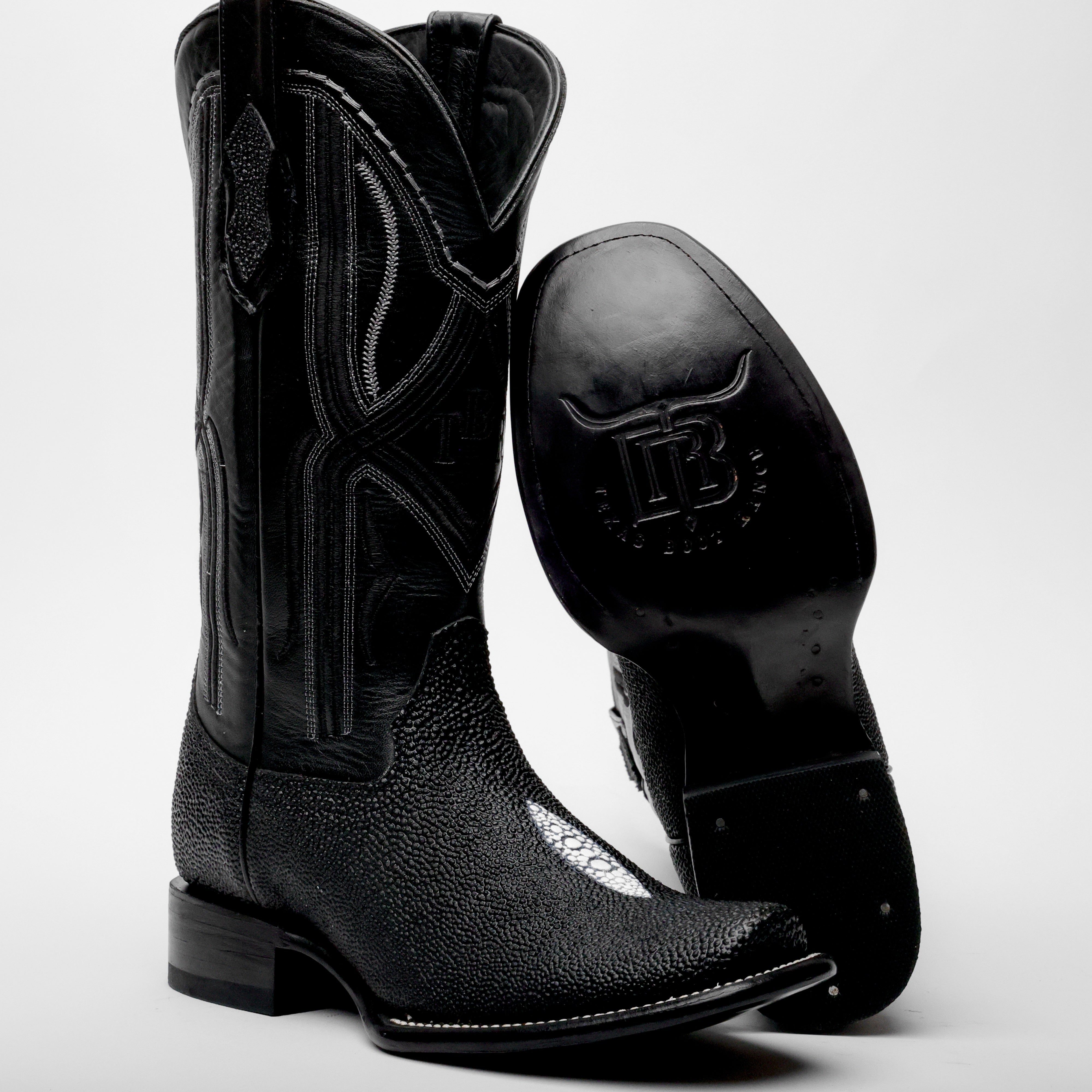 Black Stingray Leather Boots - Cutter Toe