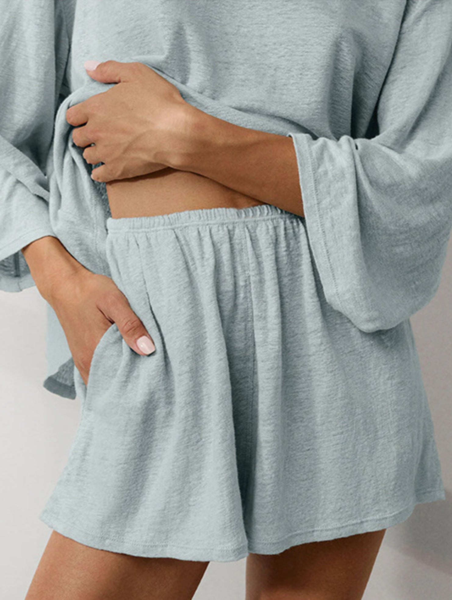 Tencel Linen Lounge Tee Shorts Set_CWSTB01060