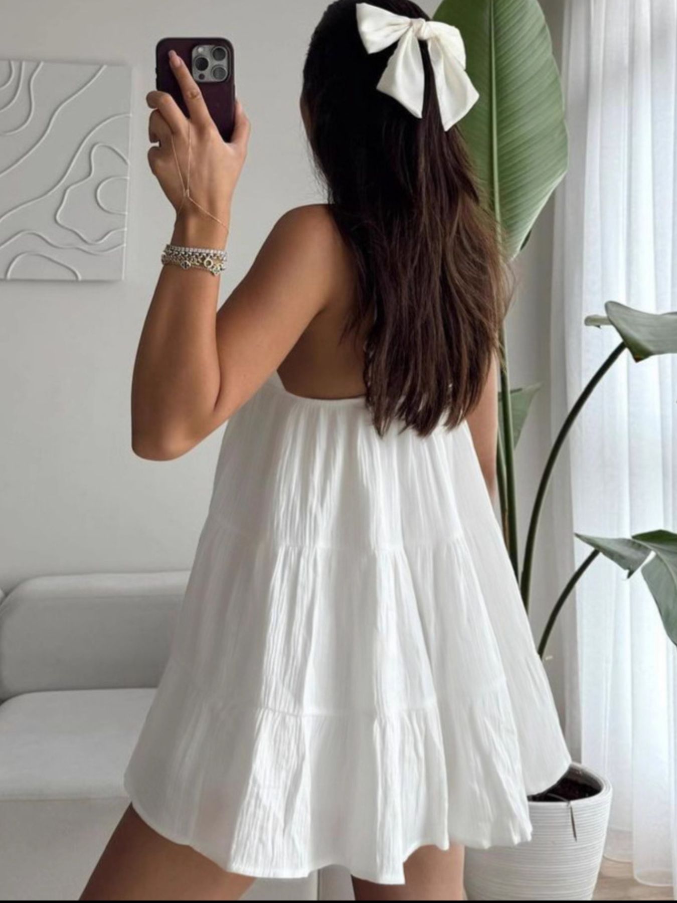 V-Neck Tiered Mini Dress