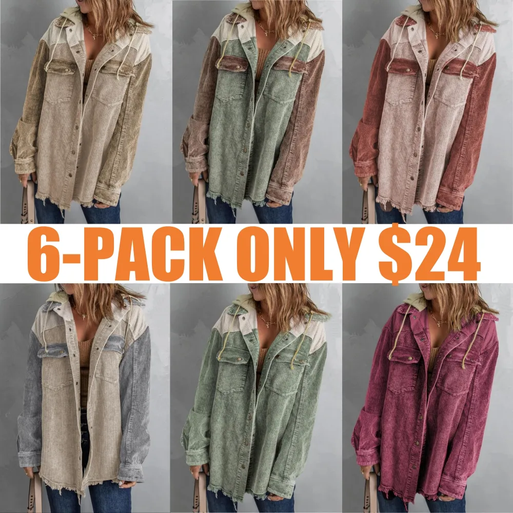 Women's Colorblock Button Front Corduroy Jacket