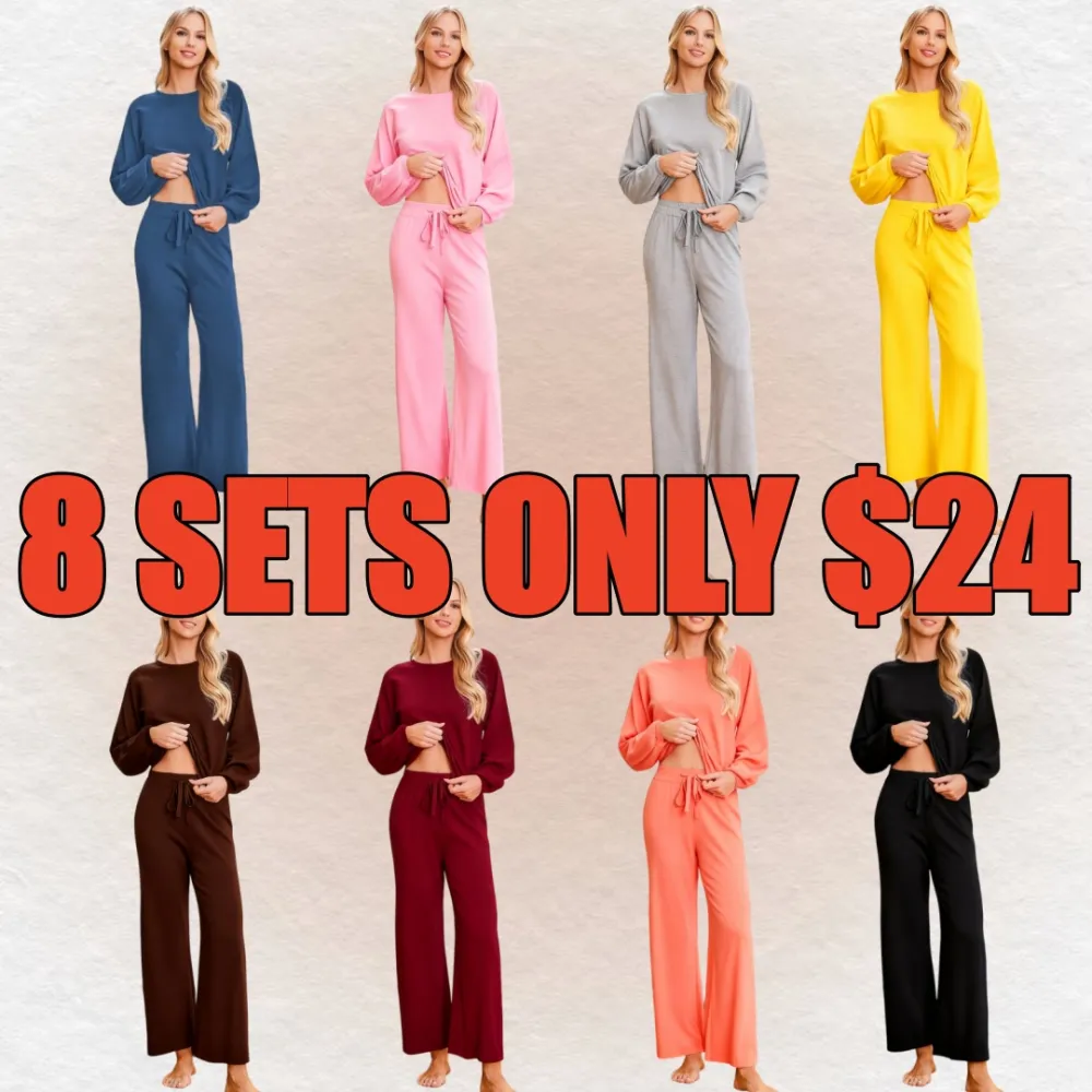 Womens Fall Winter Casual Solid Knitted 2 Piece Sets