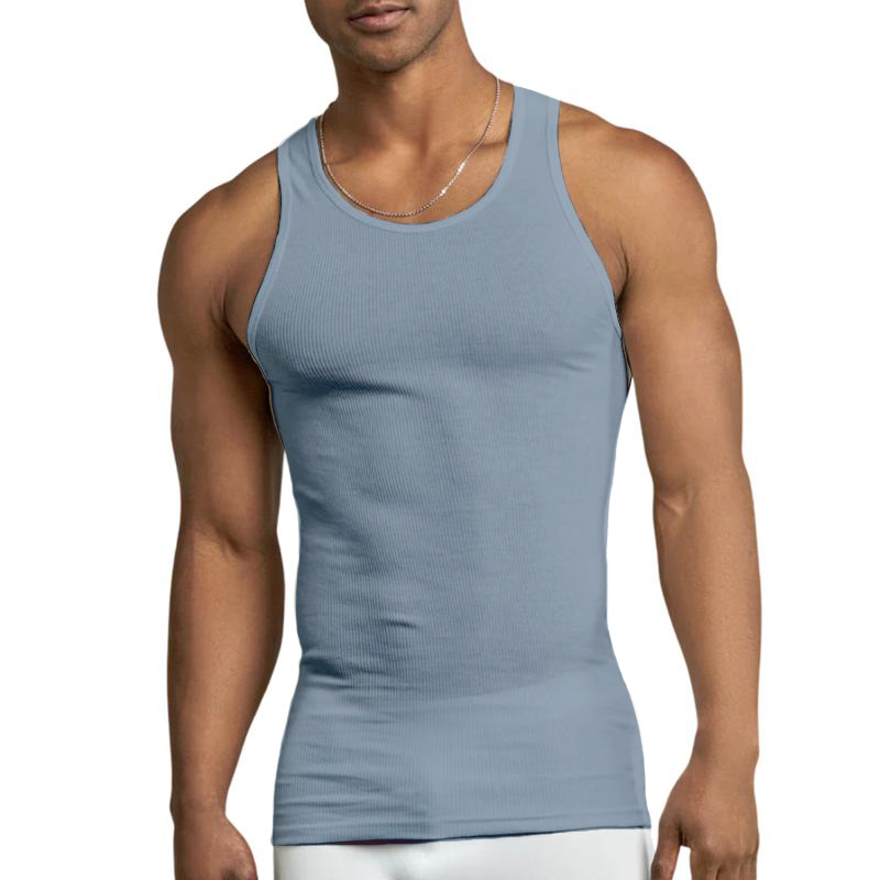 Men's Ribbed 100% Cotton A-Shirts – Breathable Sleeveless Undershirts for Workout, Casual Wear