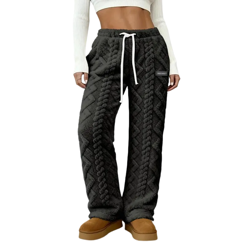 Women's fleece sweatpants, cable knit trousers