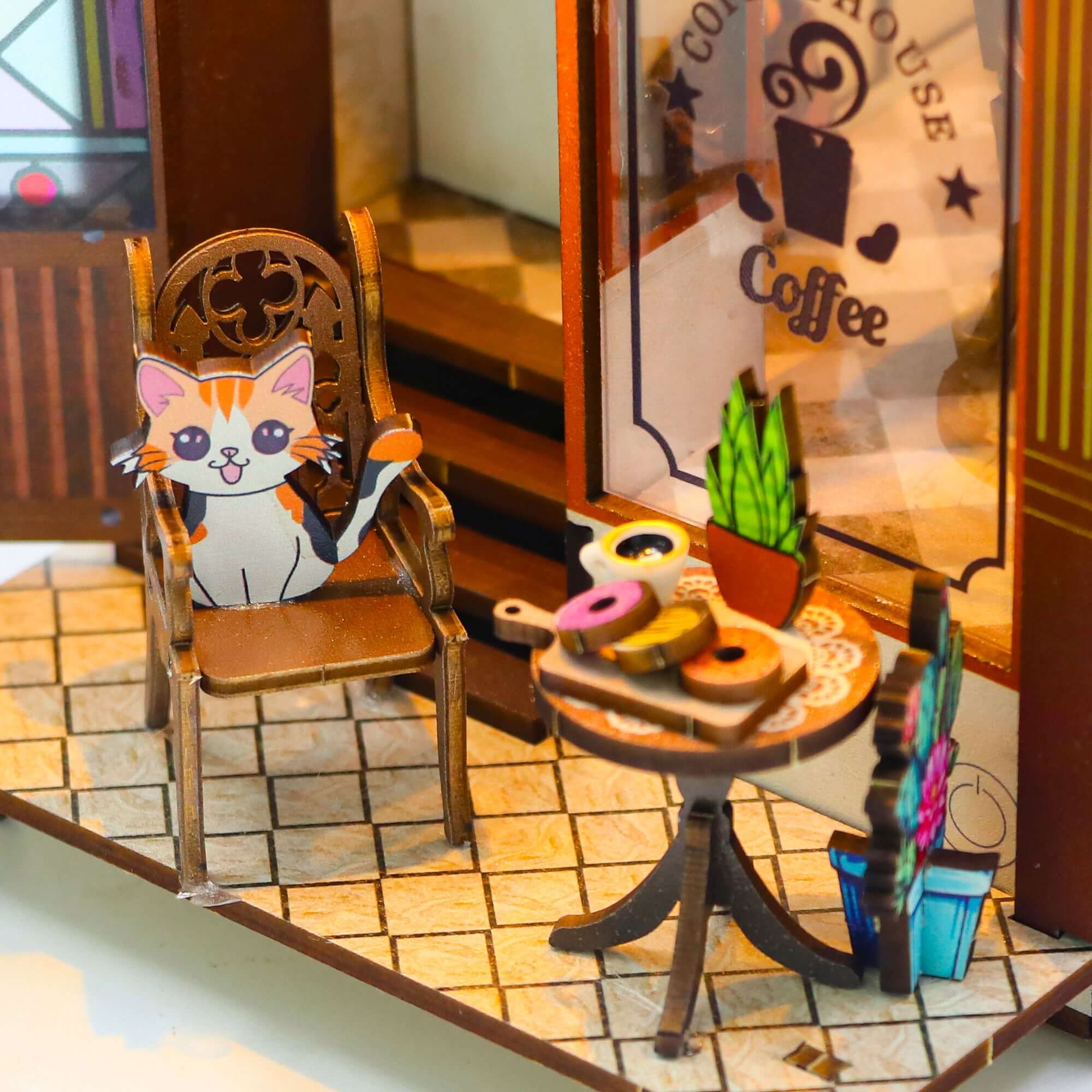 Coffee House - DIY Book Nook Kit,3D Wooden Puzzle