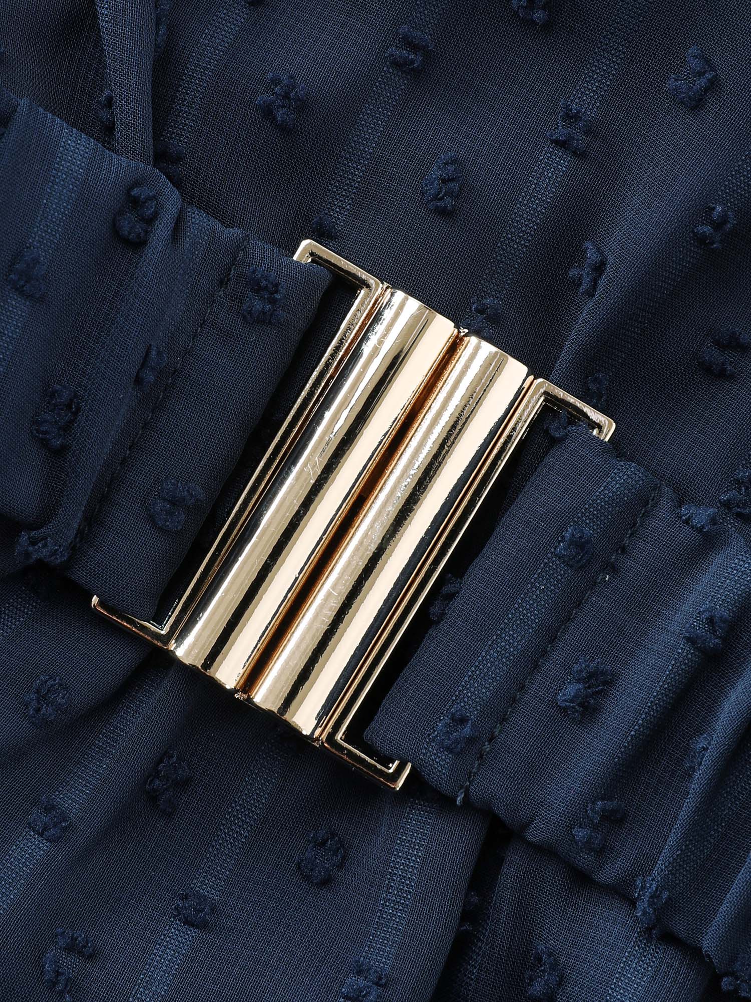 Textured Sheer Ruffled Mock Neckline Midi Dress