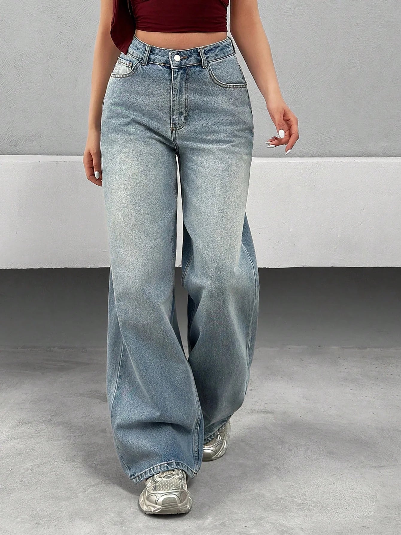 Bling Bleach Wide Leg Jeans