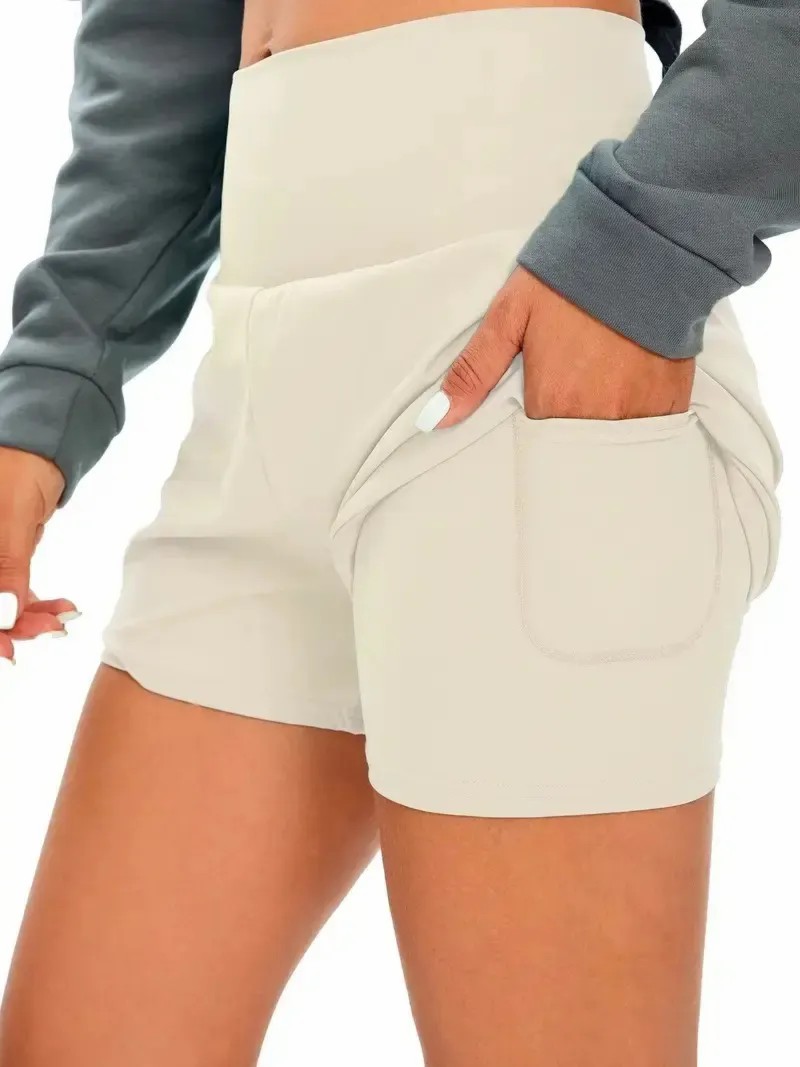 💝Last day promotion-⏰[2-in-1 Anti-Exposure Sports Shorts] Women's 2-in-1 Sports Shorts, Anti-Exposure Running Shorts With Pockets